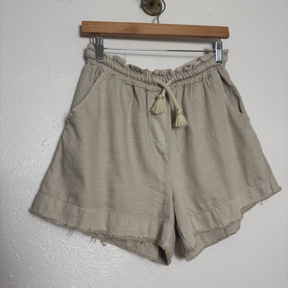 Wiya Italian Cotton High Rise‎ Drawstring Shorts